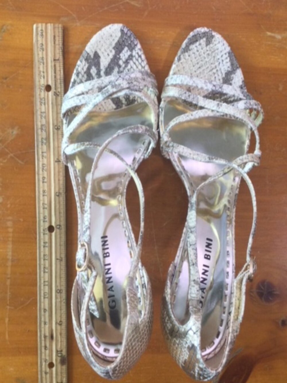 Gianni Bini Snakeskin Print Leather Strappy Heels Women's 7.5M